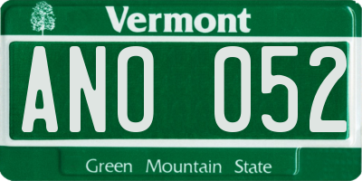 VT license plate ANO052