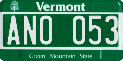 VT license plate ANO053