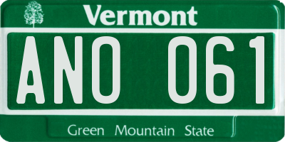 VT license plate ANO061