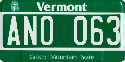 VT license plate ANO063
