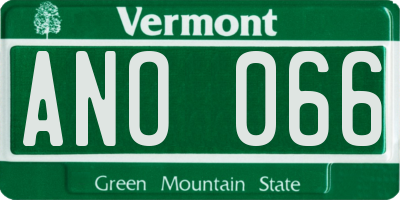 VT license plate ANO066