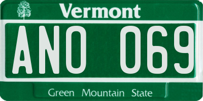 VT license plate ANO069