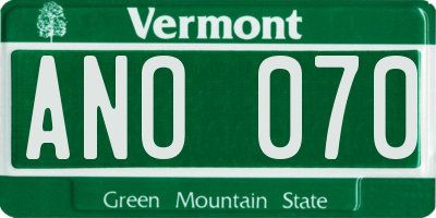 VT license plate ANO070