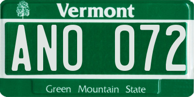 VT license plate ANO072