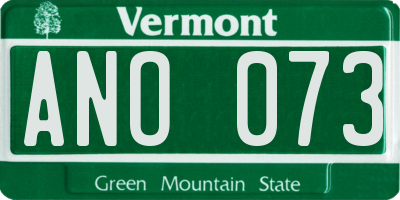 VT license plate ANO073