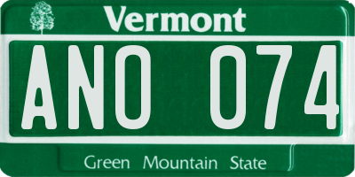 VT license plate ANO074