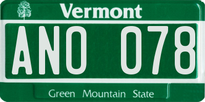 VT license plate ANO078