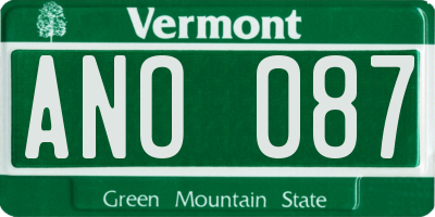 VT license plate ANO087