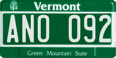VT license plate ANO092