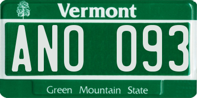 VT license plate ANO093