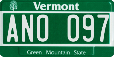 VT license plate ANO097