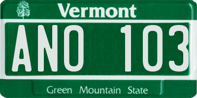 VT license plate ANO103