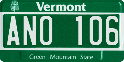 VT license plate ANO106