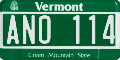 VT license plate ANO114