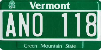VT license plate ANO118