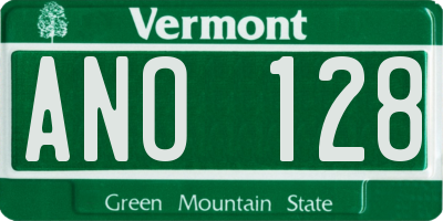 VT license plate ANO128
