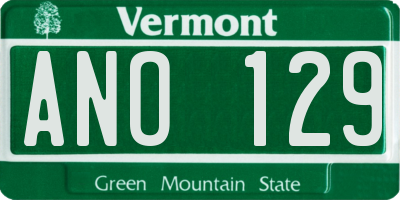 VT license plate ANO129