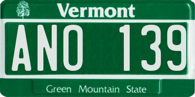VT license plate ANO139
