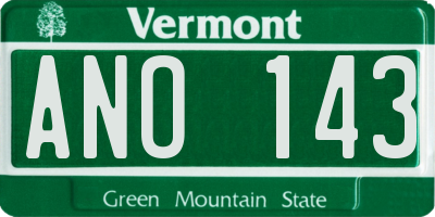 VT license plate ANO143
