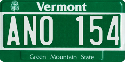 VT license plate ANO154
