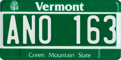 VT license plate ANO163