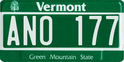 VT license plate ANO177