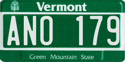 VT license plate ANO179