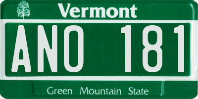 VT license plate ANO181