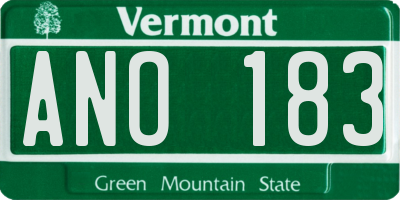 VT license plate ANO183