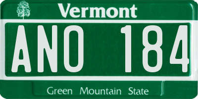 VT license plate ANO184