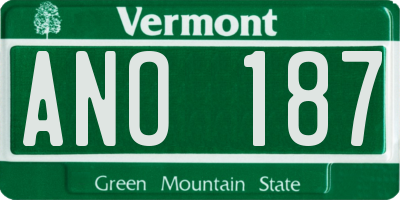 VT license plate ANO187