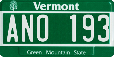 VT license plate ANO193