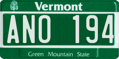 VT license plate ANO194