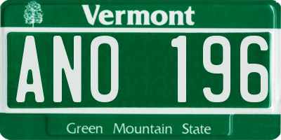 VT license plate ANO196