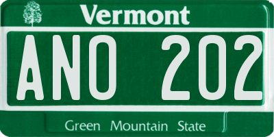 VT license plate ANO202