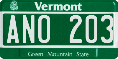VT license plate ANO203