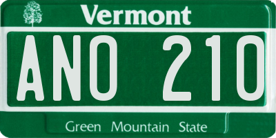 VT license plate ANO210