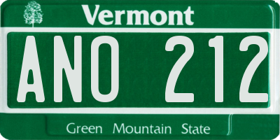 VT license plate ANO212