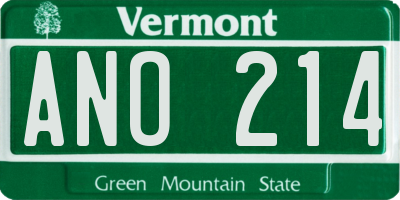 VT license plate ANO214