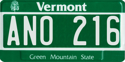 VT license plate ANO216