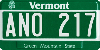VT license plate ANO217