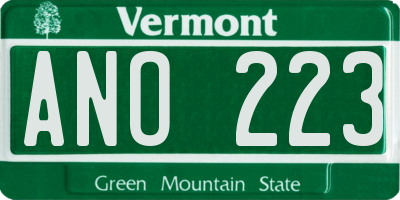 VT license plate ANO223