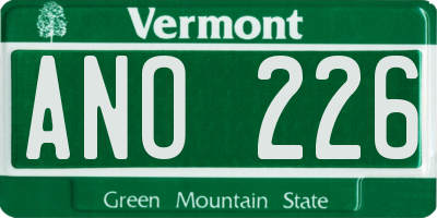 VT license plate ANO226