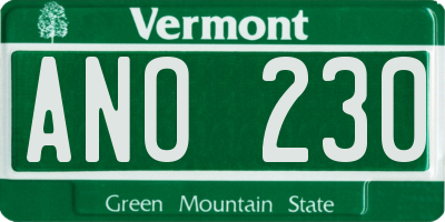 VT license plate ANO230
