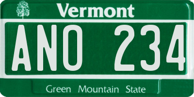 VT license plate ANO234