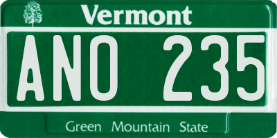 VT license plate ANO235