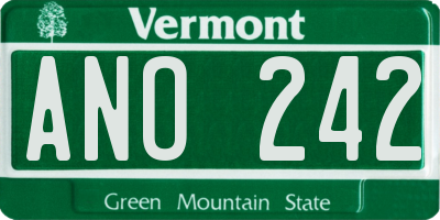 VT license plate ANO242