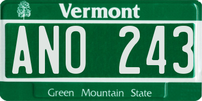 VT license plate ANO243
