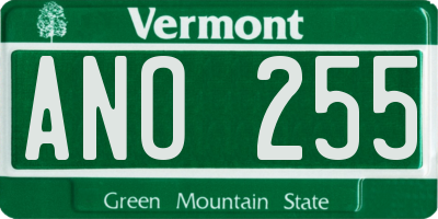 VT license plate ANO255