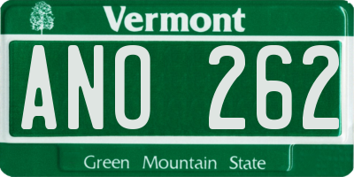 VT license plate ANO262